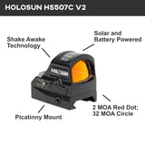 Holosun HS507C V2 Open Reflex Sight Red 2 MOA and 32 MOA Optic