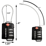 Travel Lock TSA Approved 3 Digit Combination with Steel Cable