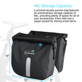 Lumintrail Double Pannier Bike Bags 46L Bag Capacity for Rear Bicycle Rack
