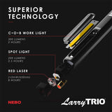 Nebo Larry Trio Rechargeable 300 Lumen Flashlight LED Work Light with Red Light