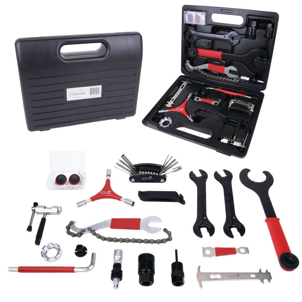 Lumintrail 38 Piece Bike Tool Kit Bicycle Repair Tool Box for Mountain and Road Bikes with Storage Case