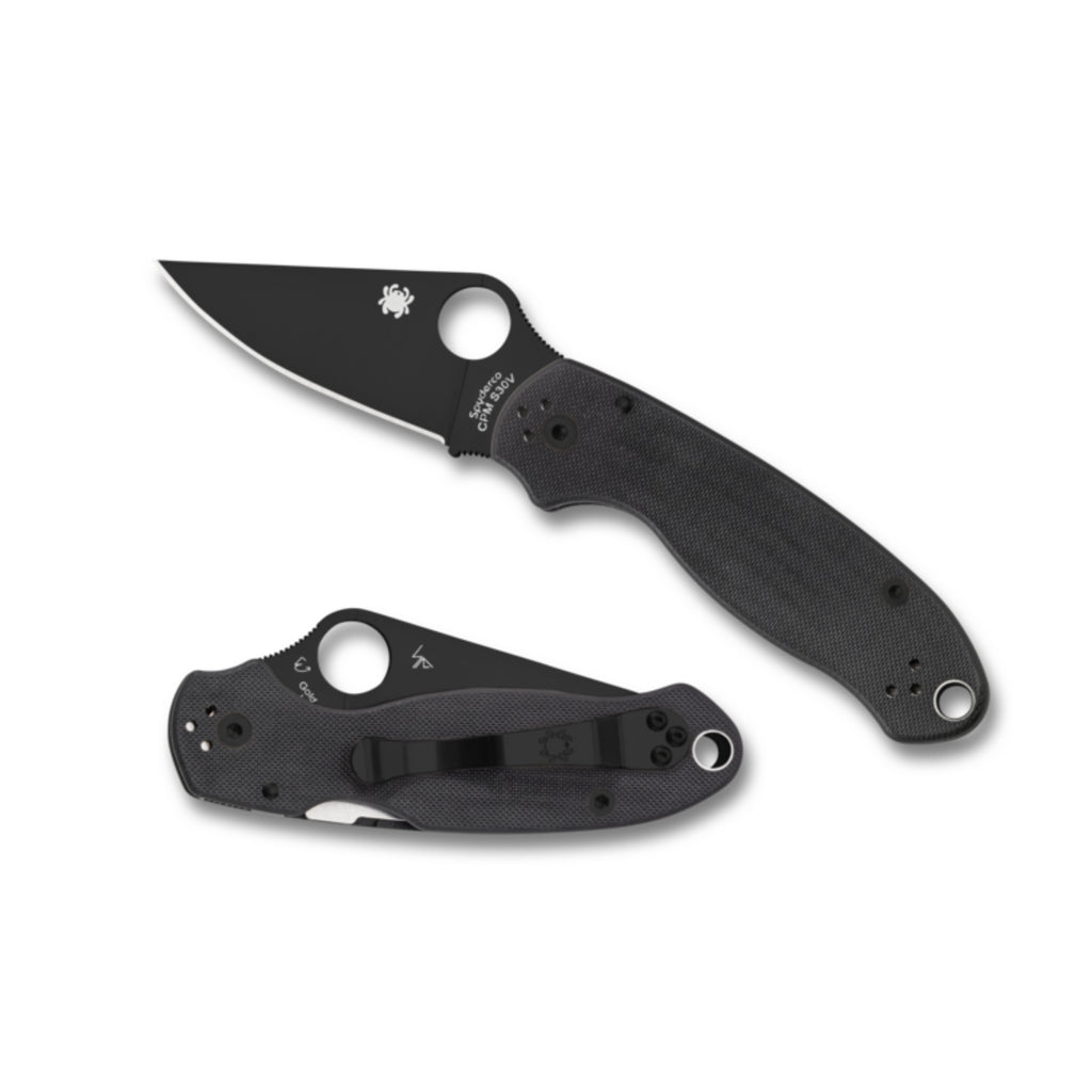 Spyderco Para 3 Signature Folding Knife 2.95" Plain Edge Steel Blade, Black/Black