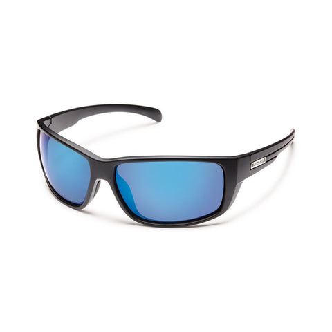 Suncloud Milestone Large Fit Sunglasses Matte Black with Polar Blue Mirror Lens