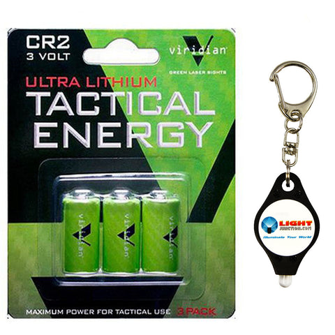 Viridian CR2 3v 3 Lithium Batteries with Free Keychain Light from Lightjunction