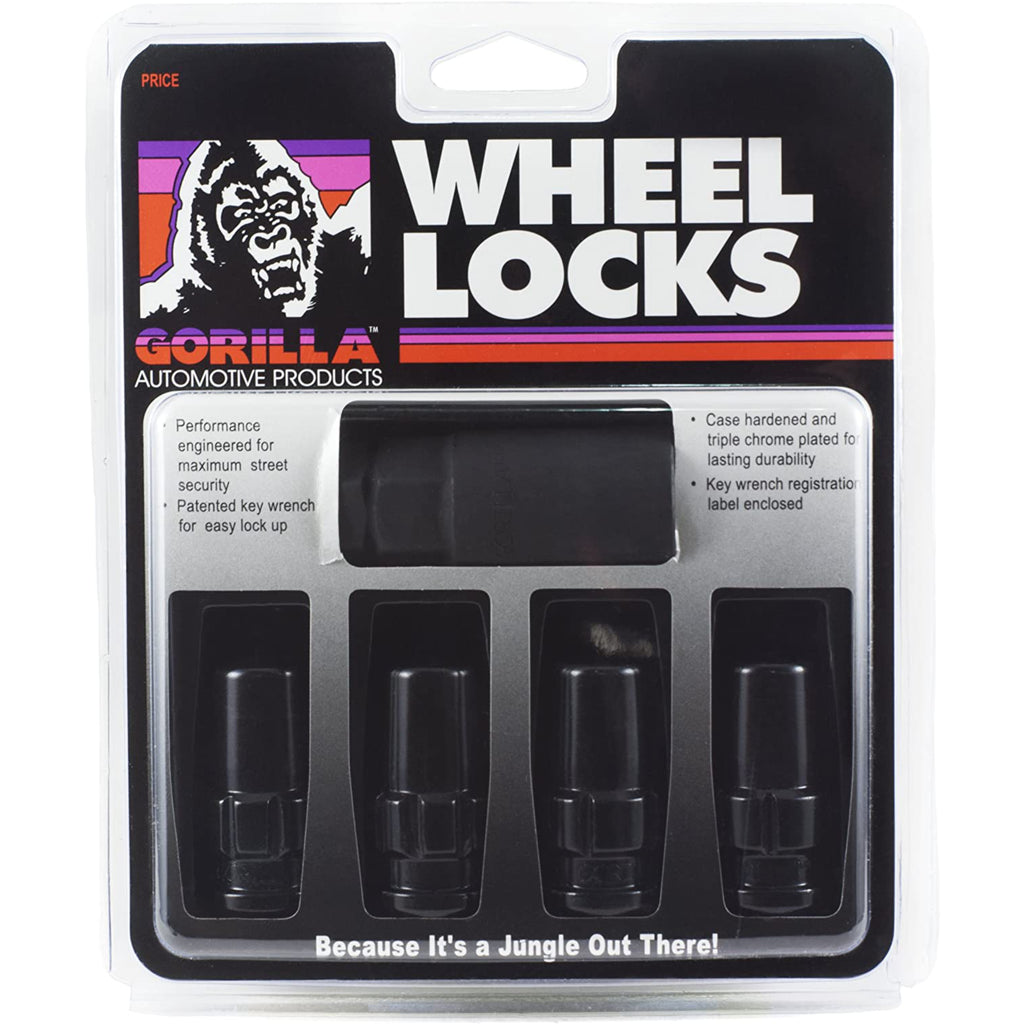 Gorilla Automotive Wheel Lock, 14mm x 1.50 Wheel Locks with Key, Duplex Acorn, Black Chrome