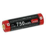 Klarus 14500UR75 Battery - 3.7V 750mAh Rechargeable Li-ion - Button-Top