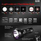 Klarus G35 2000Lm 1000M Dual Switch design XHP35 HI D4 LED Flashlight
