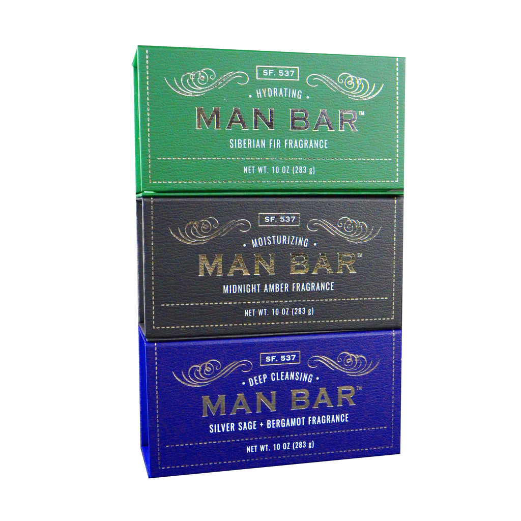 San Francisco 3 Man Bar Soap Gift Set - Amber, Sage Bergamot and Fir Fragrance