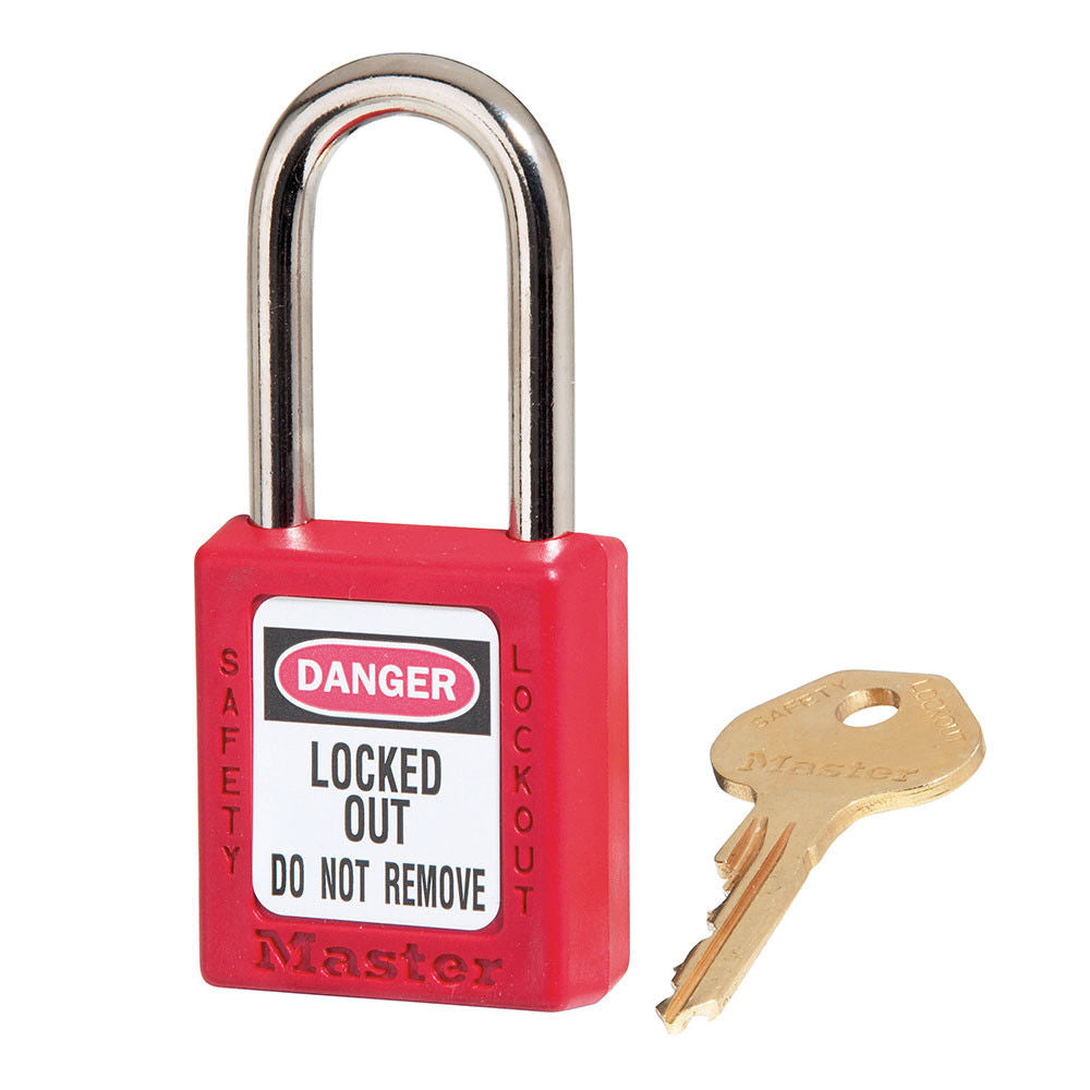 Master Lock 410RED Red Zenex Thermoplastic Safety Lockout Padlock