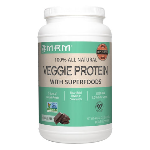 MRM Veggie Protein Powder with Superfoods, Vegan & Non-GMO Chocolate 40.2 oz
