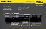 NITECORE MH2A CREE XM-L U2 LED 600 Lumen Rechargeable flashlight