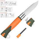 Opinel Explore Folding Stainless Steel Survival Locking Pocket Knife (Orange)