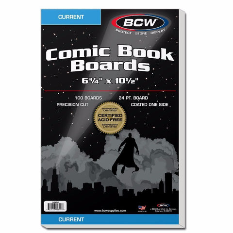 BCW Current Comic Book Boards 6-3/4" x 10-1/2", 24 Pt, 100 Boards