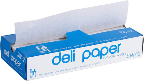 Durable Packaging Interfolded Dry Waxed Deli Paper, 12" x 10.75", 500 Sheets