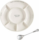 Mud Pie White Taco Bar Condiment Serving Platter with Serving Spoon