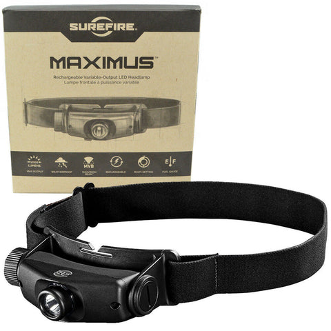 SureFire Maximus Rechargeable Variable-Output LED Headlamp 1000 Lumens HS3-A-BK